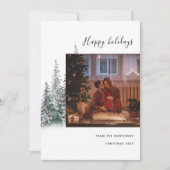 Foto van Merry kerstboomfamilie: modern, gelukkig Feestdagenkaart (Voorkant)