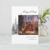 Foto van Merry kerstboomfamilie: modern, gelukkig Feestdagenkaart (Staand voorkant)