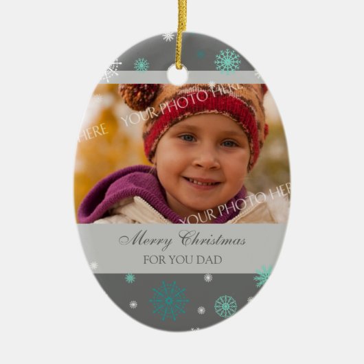 Foto van Merry KerstDad Ornament Aqua Gray (Voorkant)