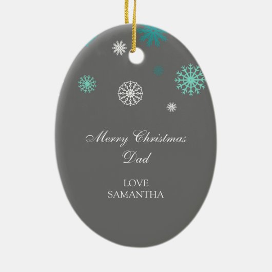 Foto van Merry KerstDad Ornament Aqua Gray (Achterkant)