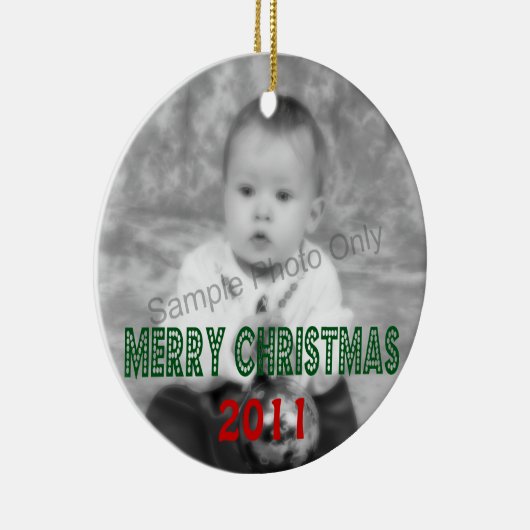 Foto van Merry Kerstdated Keramisch Ornament (Rechts)