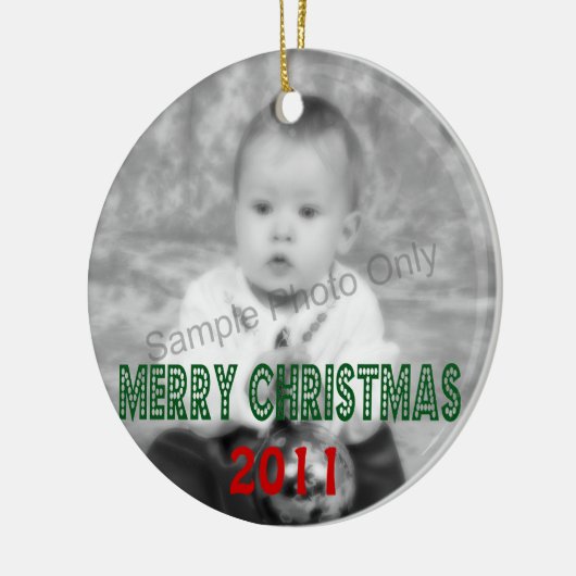 Foto van Merry Kerstdated Keramisch Ornament (Links)