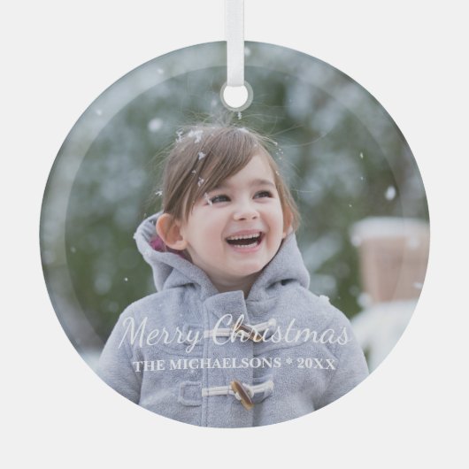 Foto van Merry Kerstfeestay Glas Ornament (Voorkant)