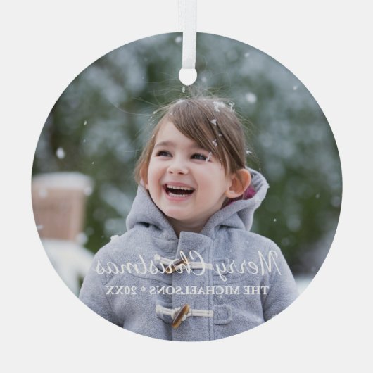 Foto van Merry Kerstfeestay Glas Ornament (Achterkant)