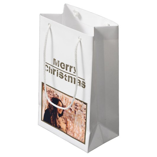 Foto van Merry Kerstfeestay Klein Cadeauzakje (Voorkant Gekanteld)