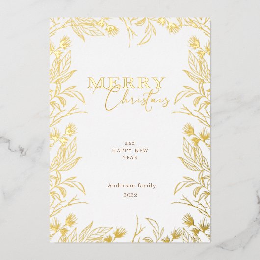 Foto van Merry Kerstgold Folie Uitnodiging (Voorkant)