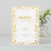 Foto van Merry Kerstgold Folie Uitnodiging (Staand Voorkant)