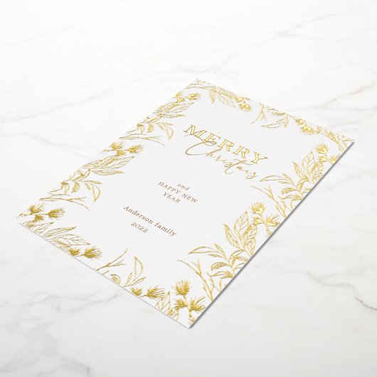 Foto van Merry Kerstgold Folie Uitnodiging (Gedraaid)