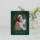 Foto van Merry KerstGreen Arch Folie Feestdagen Briefkaart (Staand Voorkant)