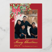 Foto van Merry KerstHolly en Berry Greenery Folie Feestdagenkaart (Voorkant)