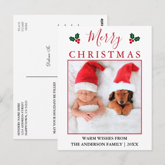 Foto van Merry Kerstrode Berries Briefkaart (Voorkant / Achterkant)