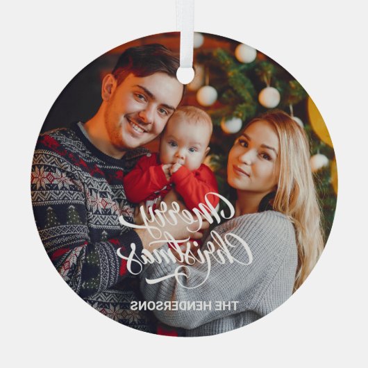 Foto van Merry Kerstry Glas Ornament (Achterkant)