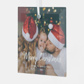 Foto van Merry kerstry - moderne tekst Glas Ornament (Voorkant links)