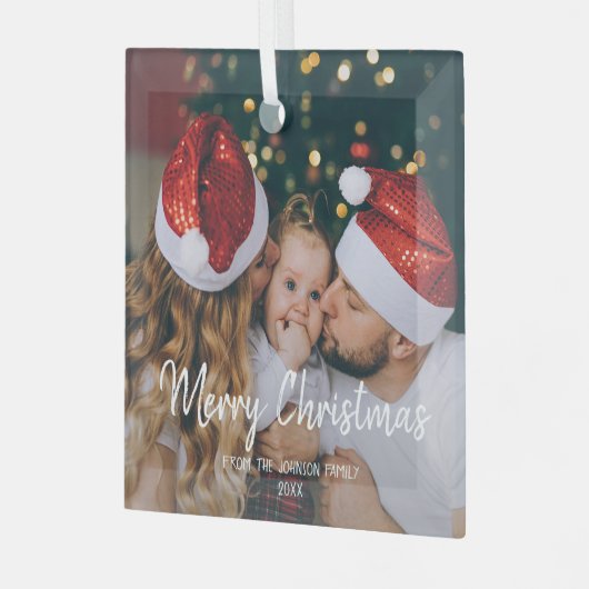 Foto van Merry kerstry - moderne tekst Glas Ornament (Voorkant links)