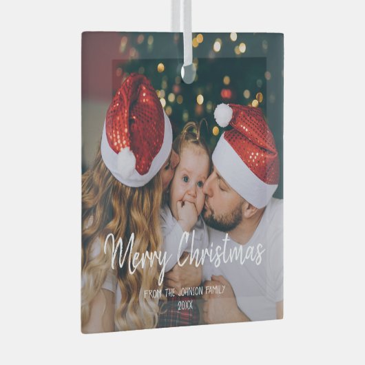 Foto van Merry kerstry - moderne tekst Glas Ornament (Voorkant Rechts)
