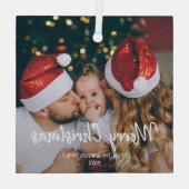 Foto van Merry kerstry - moderne tekst Glas Ornament (Achterkant)