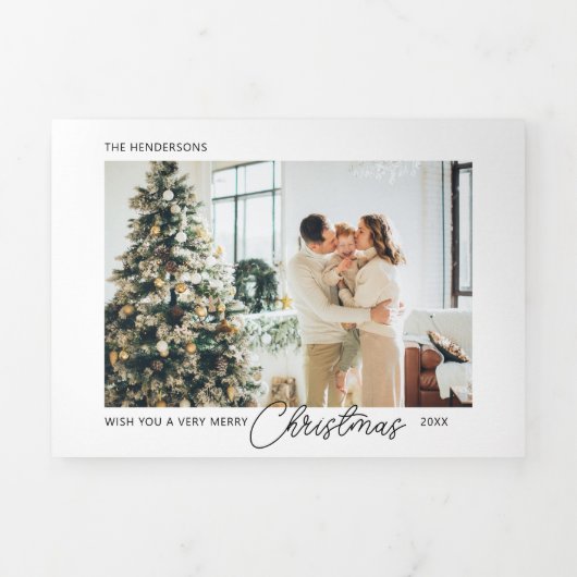 Foto van Merry Kerstscript Drieluik Wenskaart (Cover)