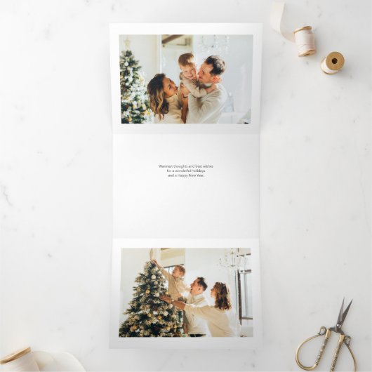 Foto van Merry Kerstscript Drieluik Wenskaart (Binnen)