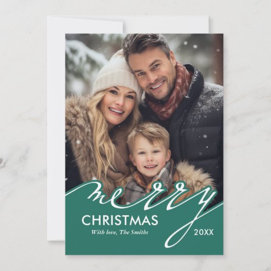 Foto van Merry Kerstscript Feestdagenkaart (Voorkant)