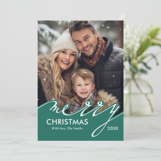 Foto van Merry Kerstscript Feestdagenkaart (Staand voorkant)