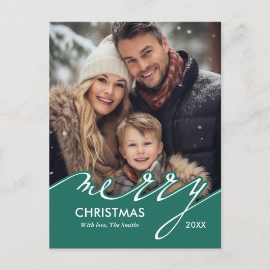 Foto van Merry Kerstscript Feestdagenkaart (Voorkant)