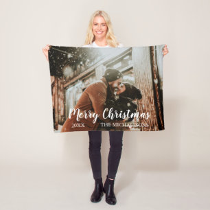 Foto van Merry Kerstscript Fleece Deken