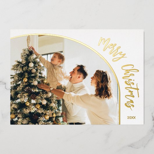 Foto van Merry Kerstscript Folie Feestdagenkaart (Voorkant)