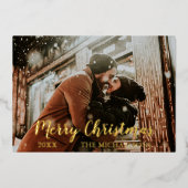 Foto van Merry Kerstscript Folie Feestdagenkaart (Voorkant)