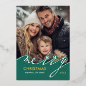 Foto van Merry Kerstscript Folie Feestdagenkaart (Voorkant)