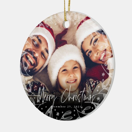 Foto van Merry Kerstscript Keramisch Ornament (Links)