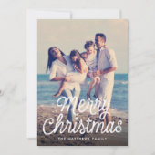 Foto van Merry kerstscript retro sterstars Feestdagenkaart (Voorkant)