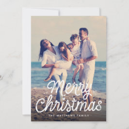 Foto van Merry kerstscript retro sterstars Feestdagenkaart