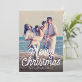 Foto van Merry kerstscript retro sterstars Feestdagenkaart (Staand voorkant)