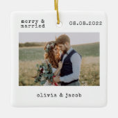 Foto van Merry & Married First Kerstbruiloft Keramisch Ornament (Voorkant)