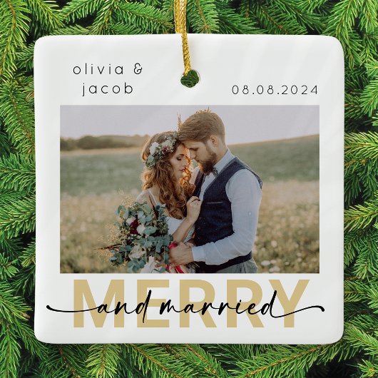 Foto van Merry & Married First Kerstbruiloft Keramisch Ornament