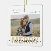 Foto van Merry & Married First Kerstbruiloft Keramisch Ornament (Links)