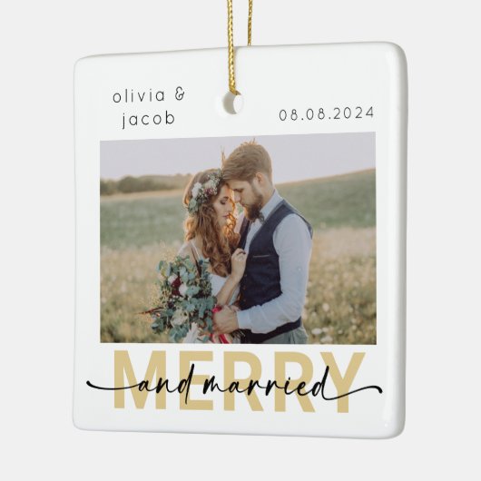 Foto van Merry & Married First Kerstbruiloft Keramisch Ornament (Links)