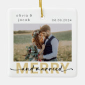 Foto van Merry & Married First Kerstbruiloft Keramisch Ornament (Voorkant)