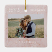 Foto van Merry & Married First Kerstbruiloft Keramisch Ornament (Achterkant)