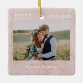 Foto van Merry & Married First Kerstbruiloft Keramisch Ornament (Voorkant)