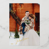 Foto van Merry & Married Red Pset Winter Weduwen Folie Feestdagenkaart (Voorkant)