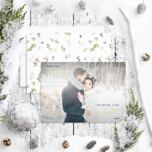 Foto van Merry & Married Winter Berry Wedding Folie Feestdagenkaart