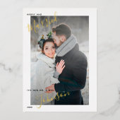 Foto van Merry & Married Winter Fir Cone Wedding Folie Feestdagenkaart (Voorkant)