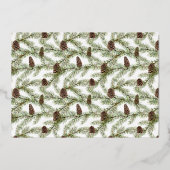 Foto van Merry & Married Winter Fir Cone Wedding Folie Feestdagenkaart (Achterkant)