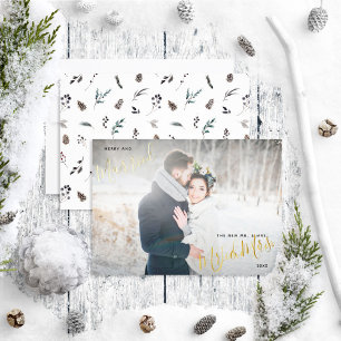 Foto van Merry & Married Winter Pinecone Wedding Folie Feestdagenkaart