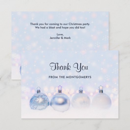 Foto van metallische kerstbalken bedankkaart (Voorkant / Achterkant)