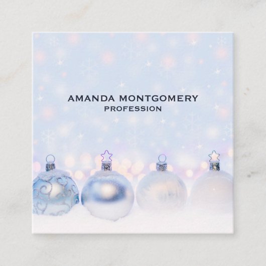 Foto van metallische kerstbalken vierkante visitekaartje (Voorkant)