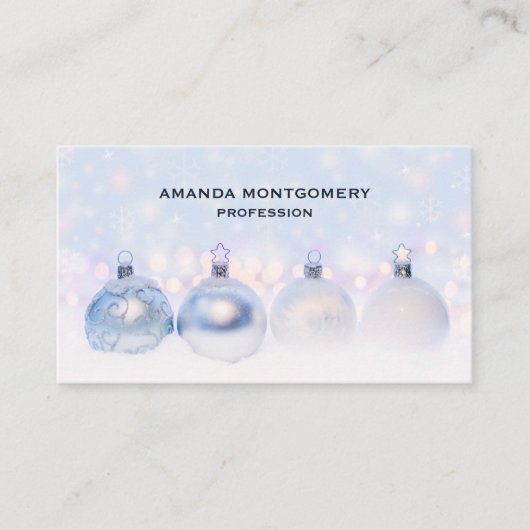 Foto van metallische kerstbalken visitekaartje (Voorkant)