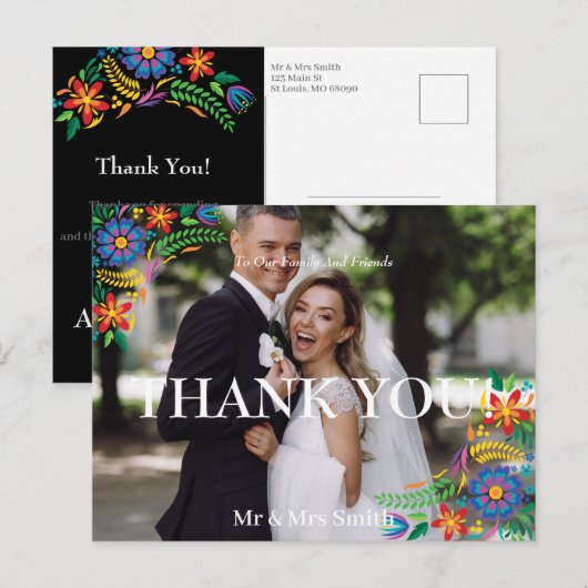 Foto van Mexicaanse bloemen Dank u Briefkaart (Voorkant / Achterkant)
