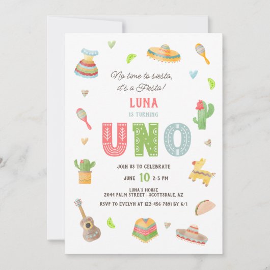 Foto van Mexicaanse kleur Fiesta, eerste verjaarda Kaart (Voorkant)